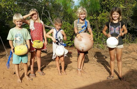 Camp fun with beach flotsam